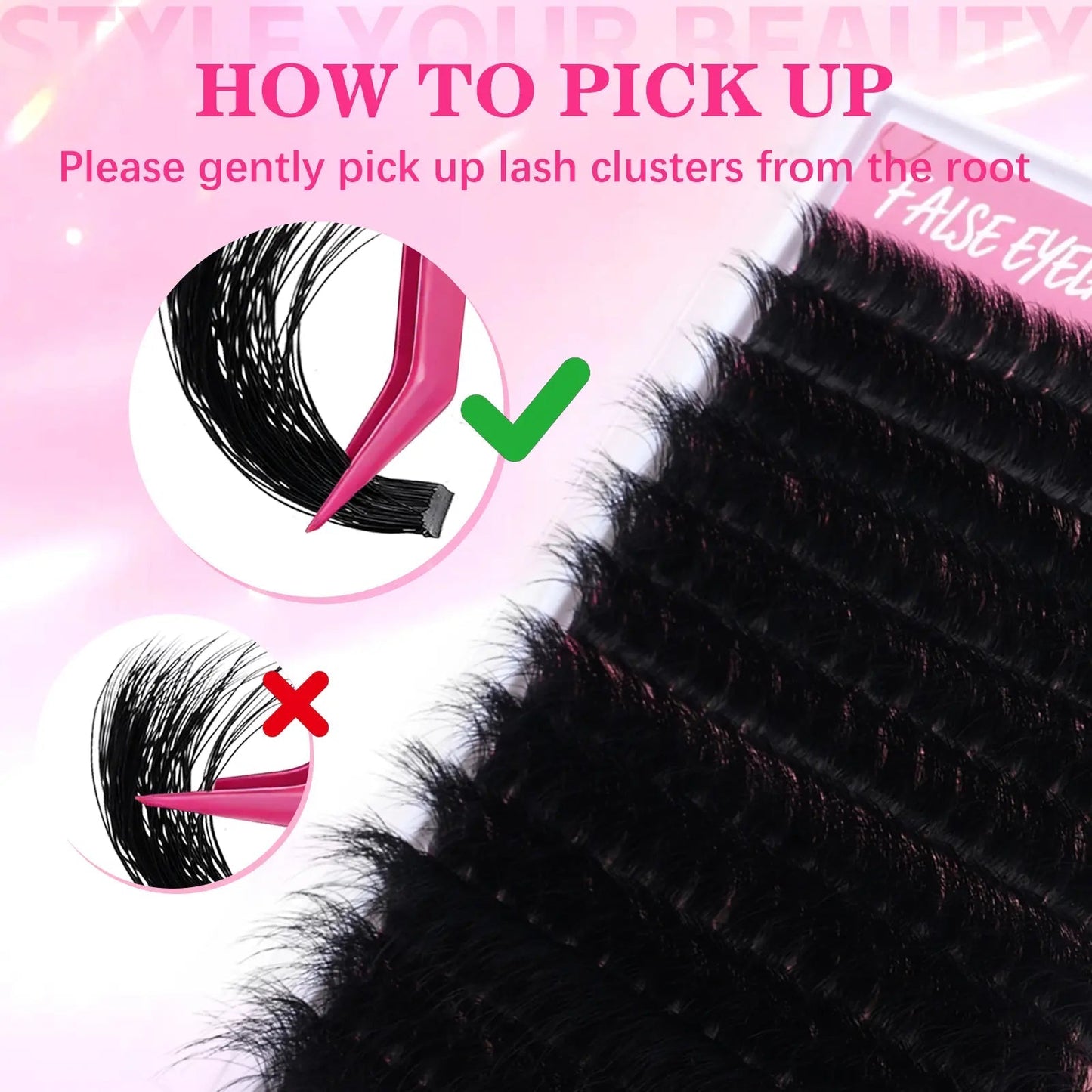 Fluffy Lash Clusters Thick 280D Volume Eyelash Clusters 12-25Mm Wispy Individual Lashes D Curly Cluster Eyelash Extensions DIY Lash Extension for Beginners