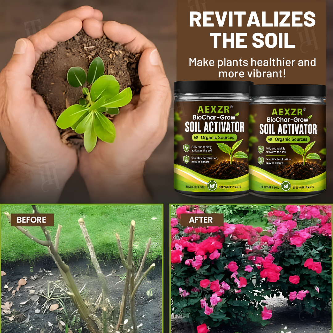 AEXZR® BioChar-Grow Soil Activator🌱 Long-term soil transformation, not just a quick fix.