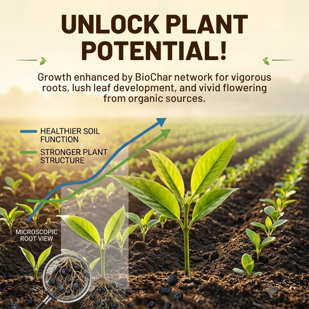 AEXZR® BioChar-Grow Soil Activator🌱 Long-term soil transformation, not just a quick fix.