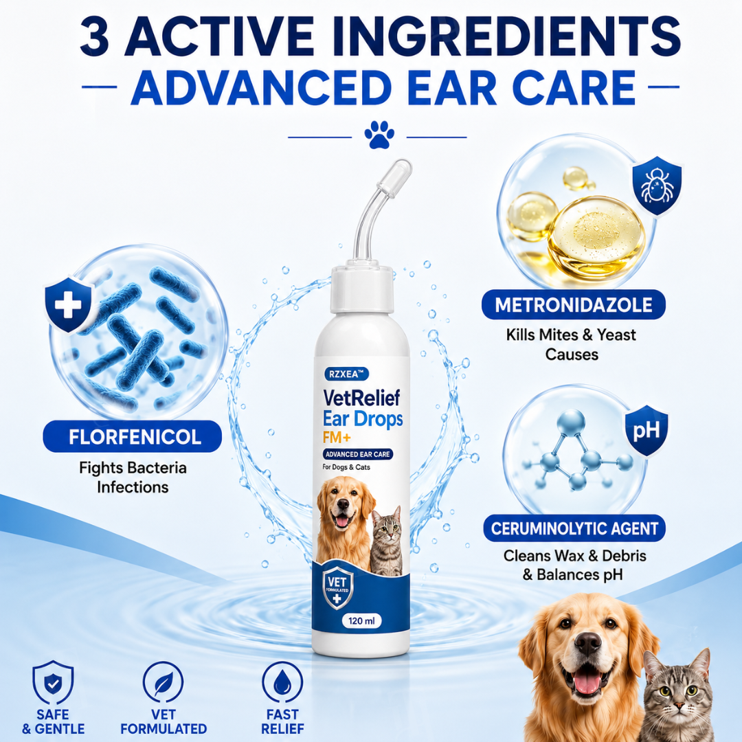 RZXEA™ VetRelief Ear Drops FM+🛡️Stop the Scratch, Heal the Root – Your Pet’s Last Ear Infection Treatment. 🛡️