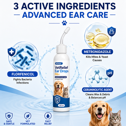 RZXEA™ VetRelief Ear Drops FM+🛡️Stop the Scratch, Heal the Root – Your Pet’s Last Ear Infection Treatment. 🛡️