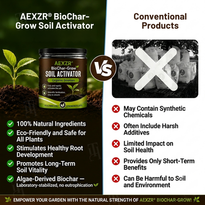 AEXZR® BioChar-Grow Soil Activator🌱 Long-term soil transformation, not just a quick fix.