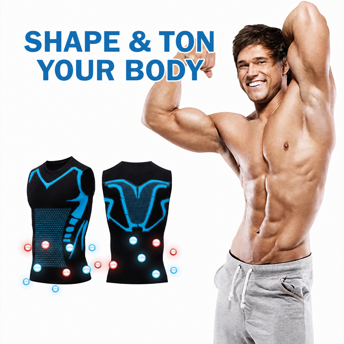 🚀2026 New Version AEXZR™ Ionic Shaping Vest, Comfortable and breathable ice-silk fabric, For men to build a perfect body（🔥🔥Limited time discount Last 30 minutes⏳）
