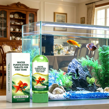 Aquarium Water Purification Tablets, Water Quality Dedicated to Clean Deodorizing Algae Stains Sludge Clear Fish Pond Aquarium Water Purification Tablets for Fish Pond Cleaner Eliminates Cloudy Substances Safely Removes Algae Stains