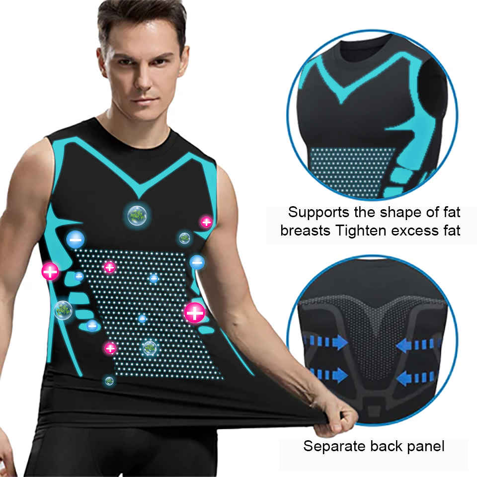 🚀2026 New Version AEXZR™ Ionic Shaping Vest, Comfortable and breathable ice-silk fabric, For men to build a perfect body（🔥🔥Limited time discount Last 30 minutes⏳）