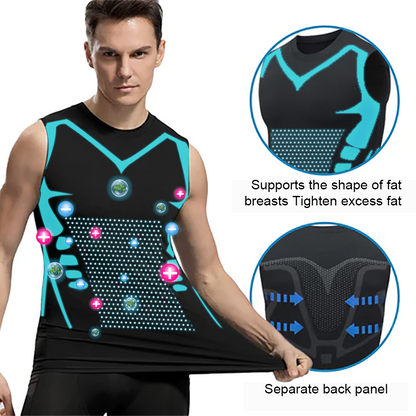🚀2026 New Version AEXZR™ Ionic Shaping Vest, Comfortable and breathable ice-silk fabric, For men to build a perfect body（🔥🔥Limited time discount Last 30 minutes⏳）