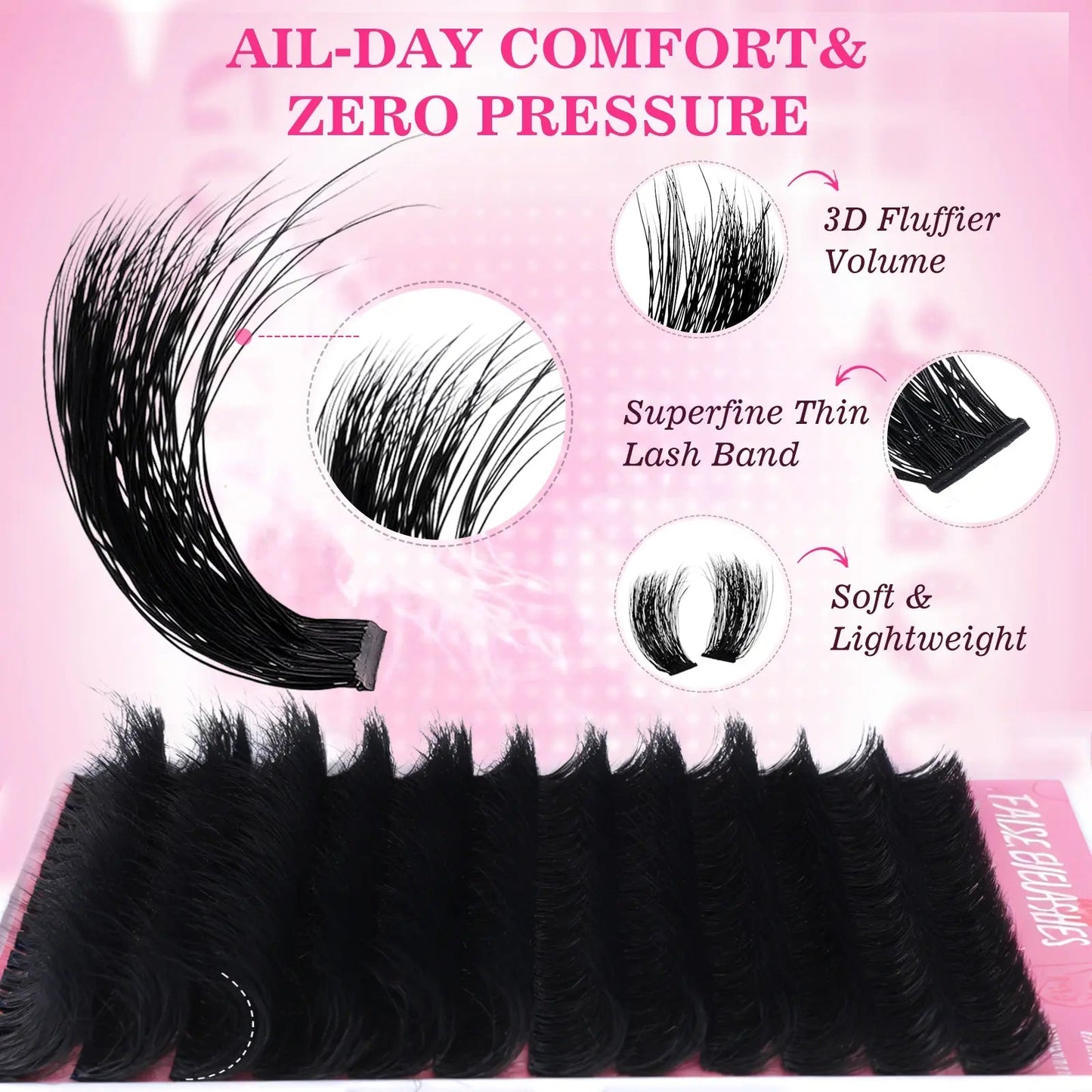 Fluffy Lash Clusters Thick 280D Volume Eyelash Clusters 12-25Mm Wispy Individual Lashes D Curly Cluster Eyelash Extensions DIY Lash Extension for Beginners