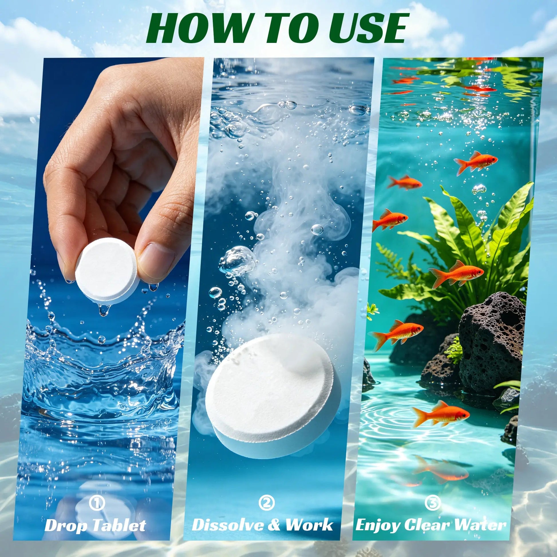 Aquarium Water Purification Tablets, Water Quality Dedicated to Clean Deodorizing Algae Stains Sludge Clear Fish Pond Aquarium Water Purification Tablets for Fish Pond Cleaner Eliminates Cloudy Substances Safely Removes Algae Stains
